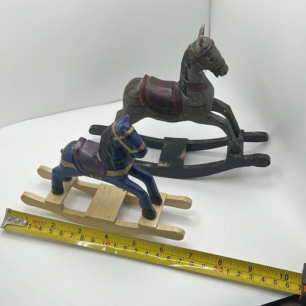 Set of 4 vintage hand made wooden horses - Picture 11 of 14